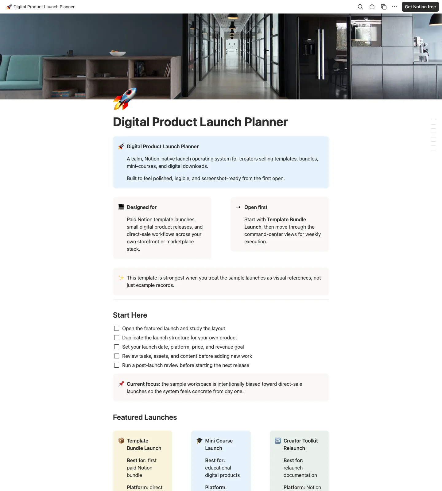 Digital Product Launch Planner in Notion